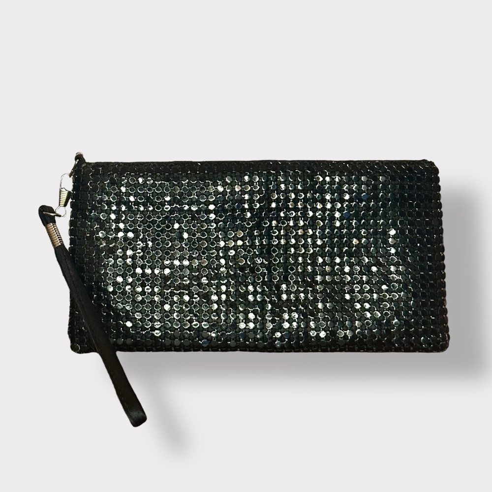 Elegant Black Sequin Clutch Wristlet